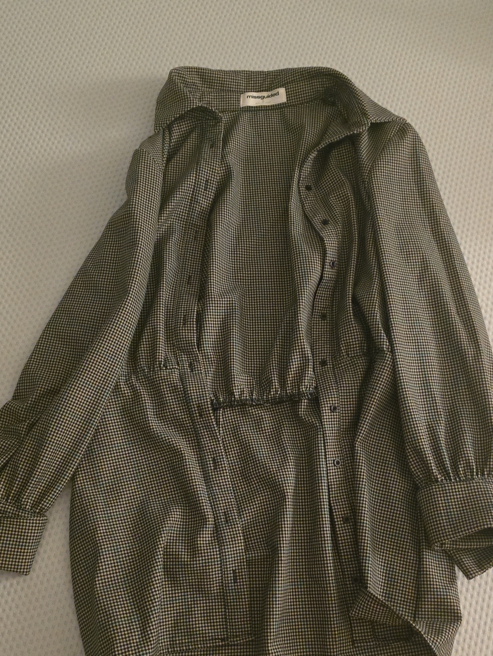 Missguided Black and White Checked Trench Coat